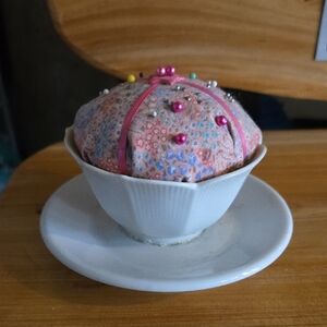 Floral Vintage Pincushion in Teacup
